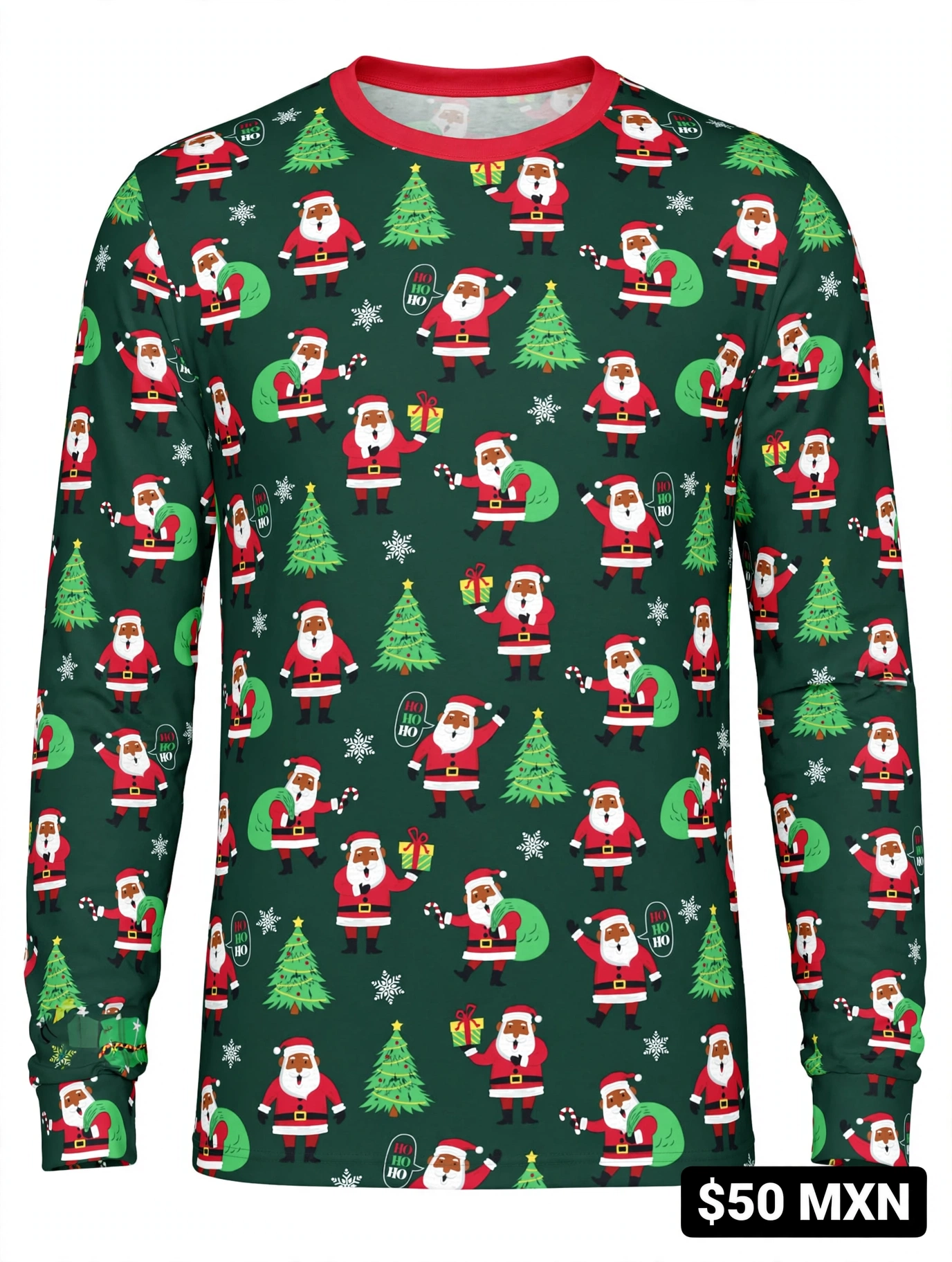 Playera de pijama navideña manga larga