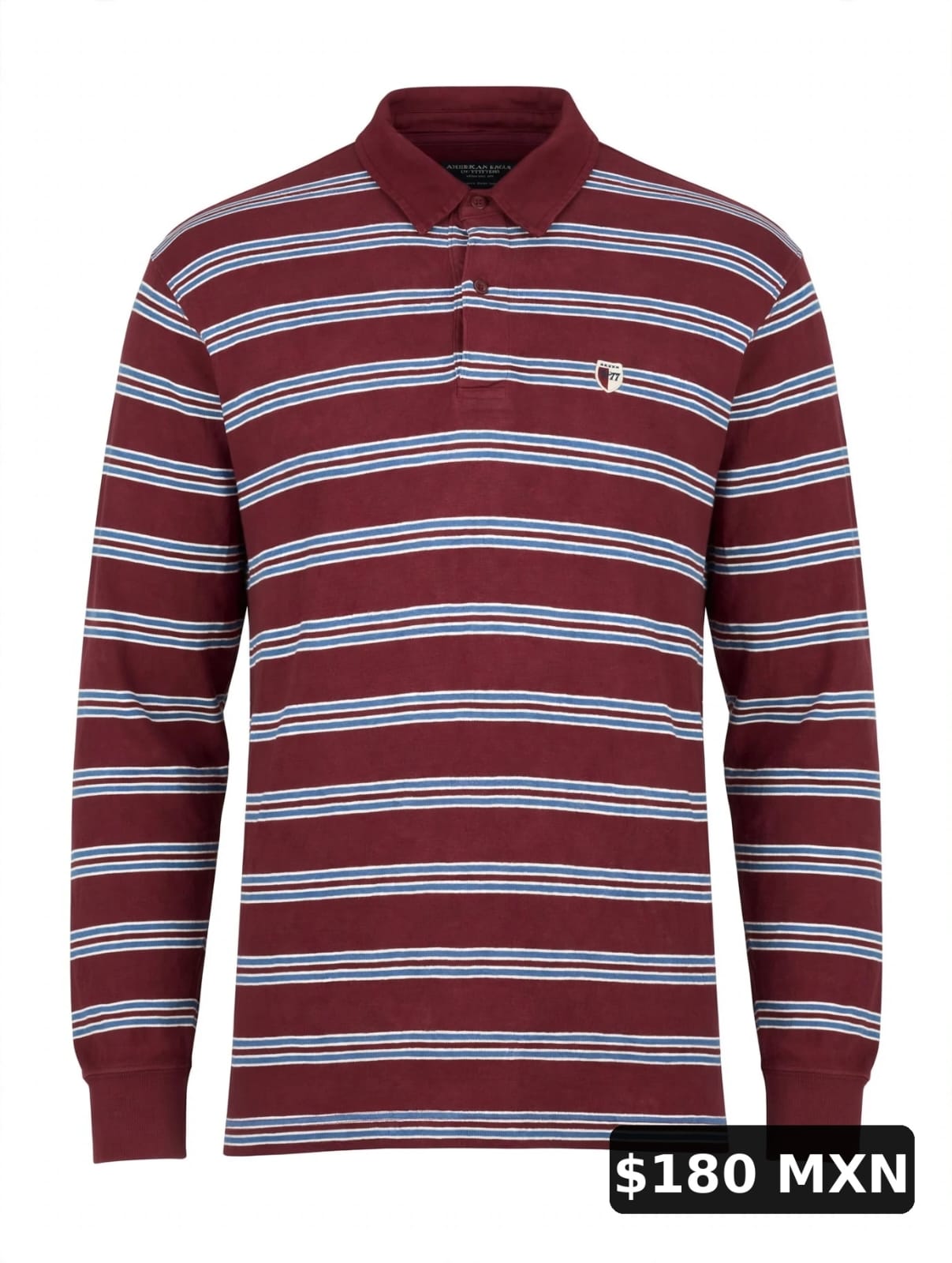 Playera polo manga larga con rayas