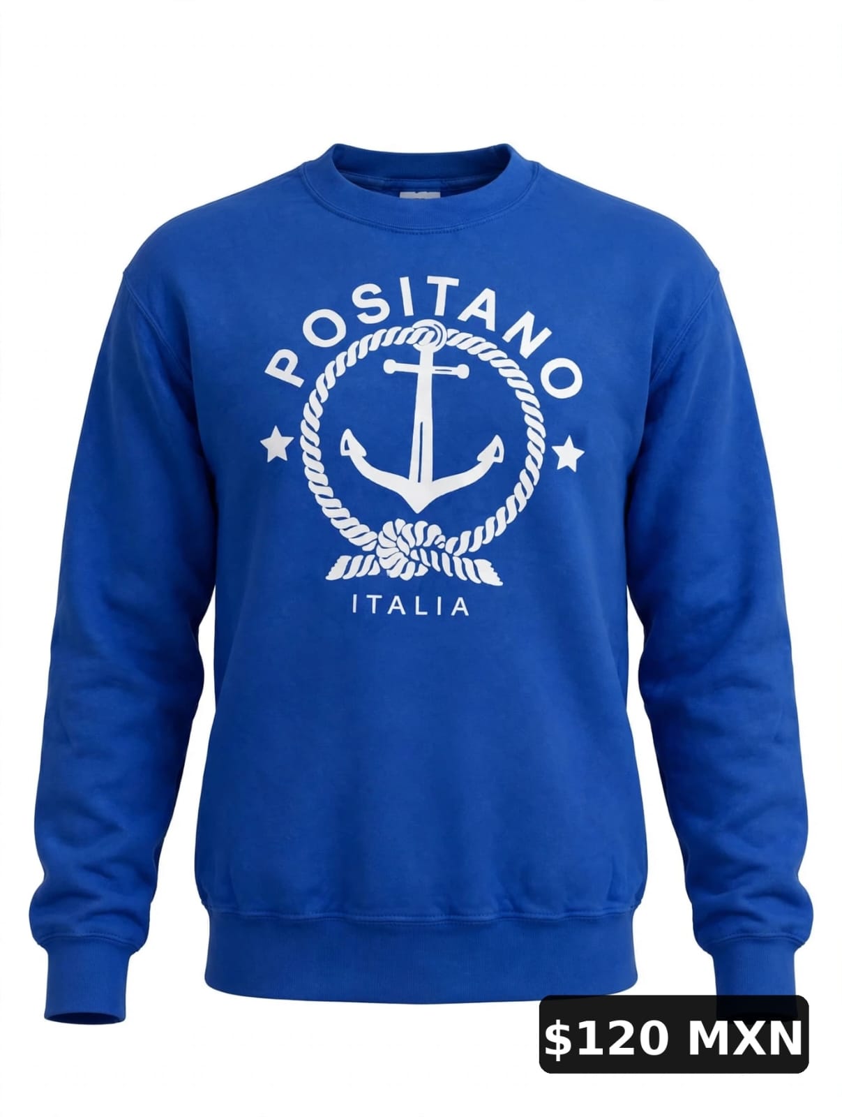Sudadera azul estampada